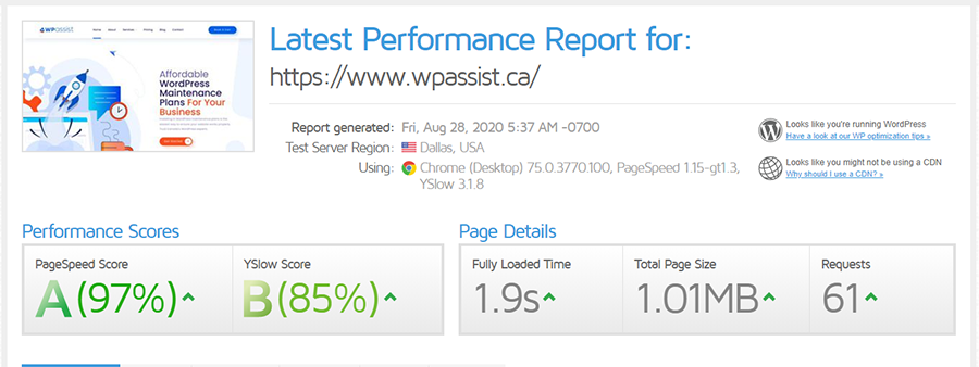 Loading speed from Dallas