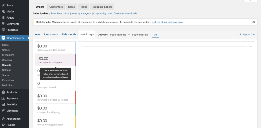woocommerce reports