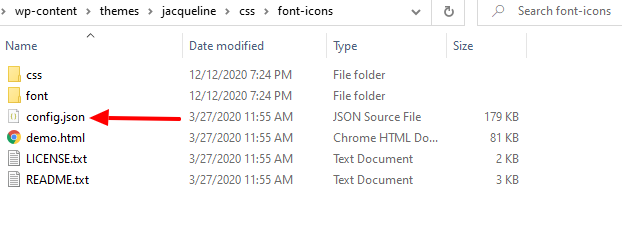 theme's icon font folder