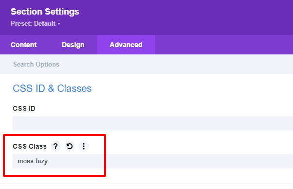 add mcss-lazy to Divi