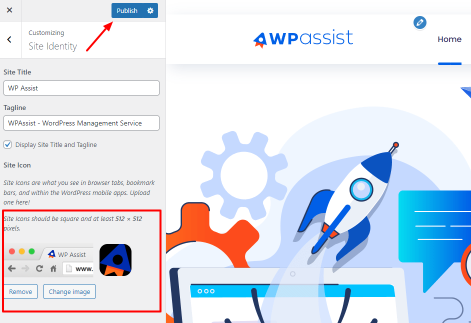 select favicon in WordPress
