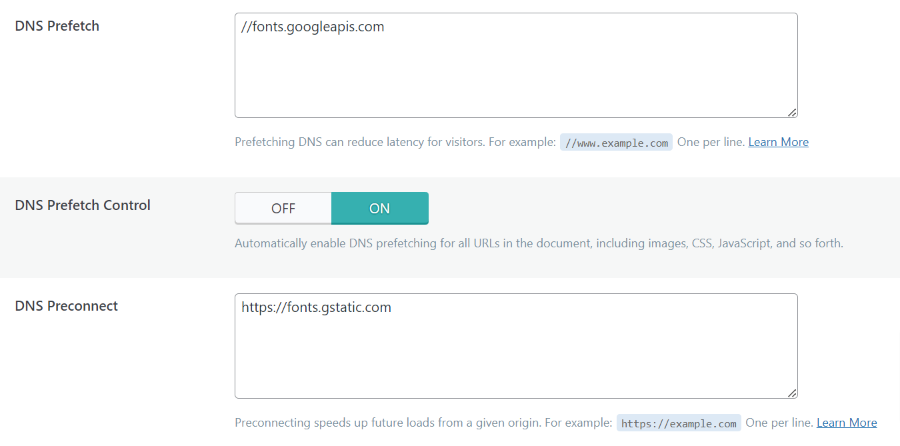 litespeed prefetch preconnect